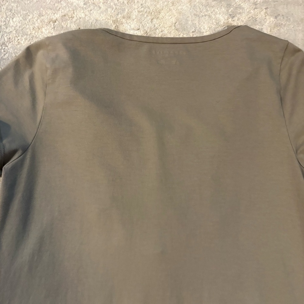 Ann Taylor Ruffle Button Front Tan Short Sleeve Tee Size Large - Picture 7 of 9